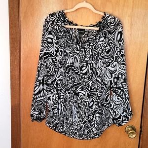 Lane Bryant 22/24 Black and White Sheer Blouse